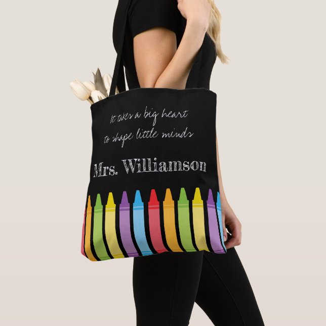 Tote Bag Crayons arc-en-ciel personnalisés Appréciation de  (De près)