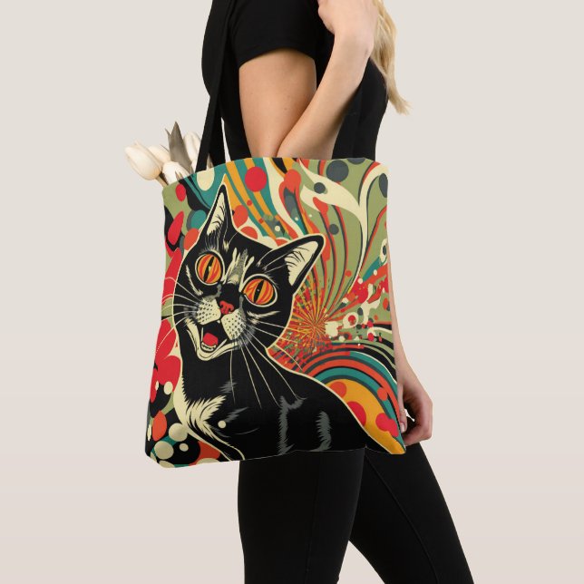 Tote Bag Crazy Cat (De près)
