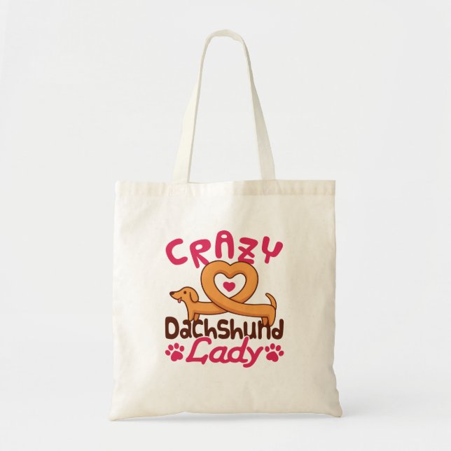 Tote Bag Crazy Dachshund Lady Doxie Maman (Devant)