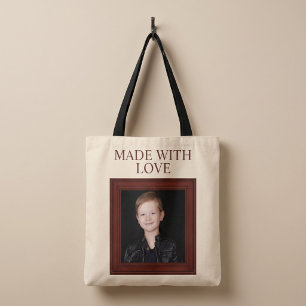 Tote Bag CRÉÉ AVEC AMOUR Photo d'enfant personnalisée