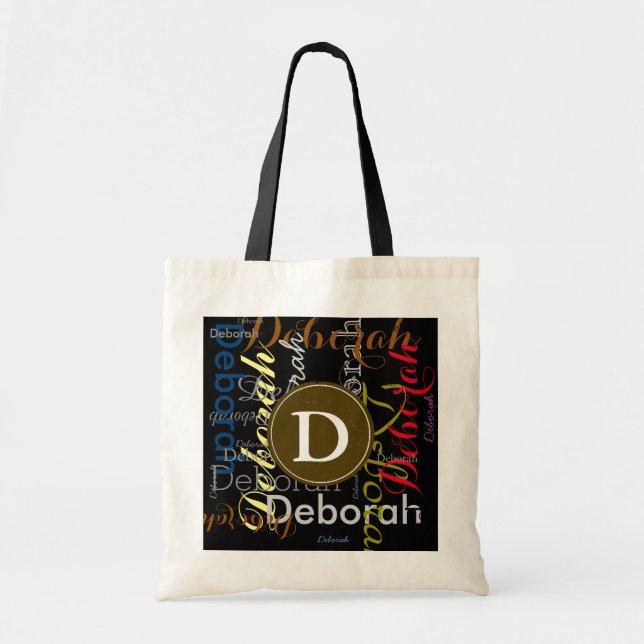 Tote Bag créer un monogramme initial avec des noms de coule (Devant)
