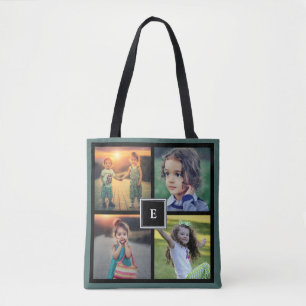 Tote Bag Créez votre propre collage photo de famille monog