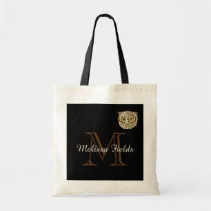 Tote Bag créez votre propre hibou monogrammé noir