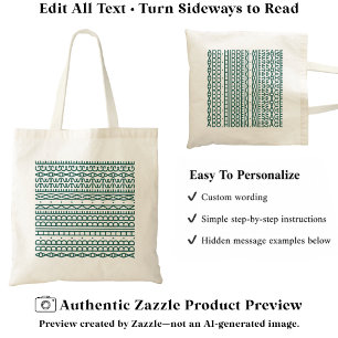 Tote Bag Créez Votre Propre Long Message Caché & Nom D Gree