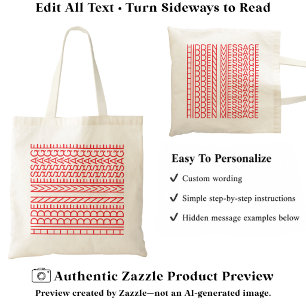 Tote Bag Créez Votre Propre Message Caché Court 148R Nouvea
