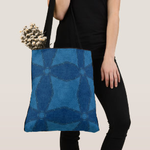 Tote Bag Créez votre propre rétro Motif bleu personnalisé
