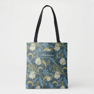 Tote Bag Crème et bleu Floral Art Nouveau