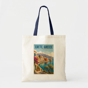 Tote Bag Crète Grèce Illustration Voyage Art Vintage