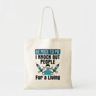 Tote Bag CRNA Nurse Anesthetist Anesthesiologist Knock Out