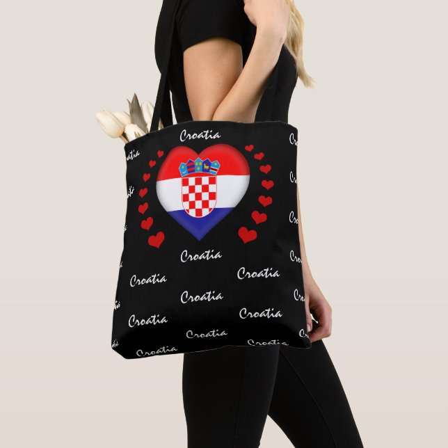 Tote Bag Croate Flag & Heart, Croate Flag fashion/sport (De près)