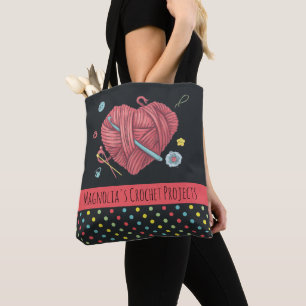 Tote Bag Crochet Coeur fil Polka point