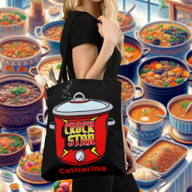 Tote Bag Crock Star Crock Pot Personnalisé (Crock Star Collection - Tote Bag with Custom Name)