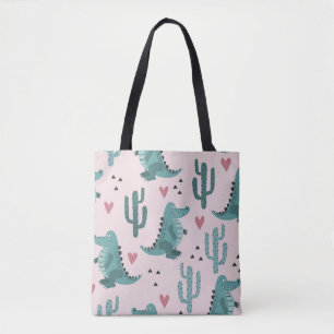 Tote Bag Crocodile mignon, motif alligator vintage.
