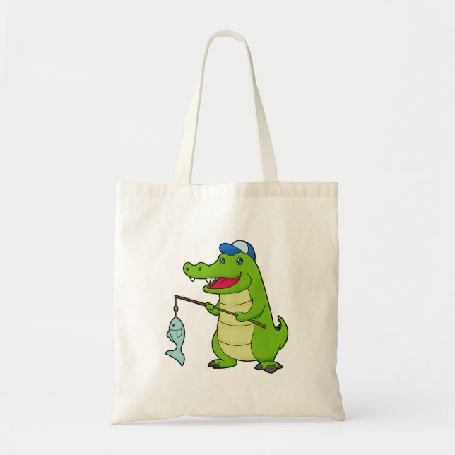Tote Bag Crocodile Pêche Pêcheur Pêcheur canne à pêche (Devant)