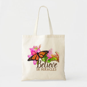 Tote Bag Croire au papillon Monarque et à l'orchidée des