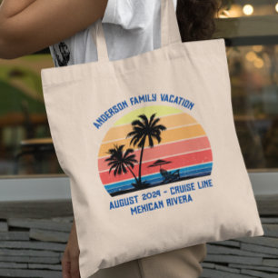 Tote Bag Croisière au coucher du soleil au palmier rétro po
