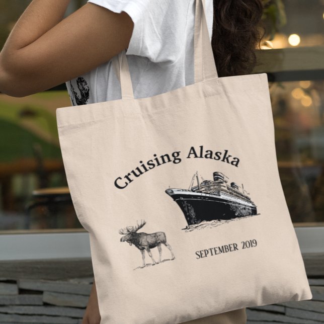 Tote Bag Croisière bateau croisière Alaska Moose Custom (Créateur téléchargé)