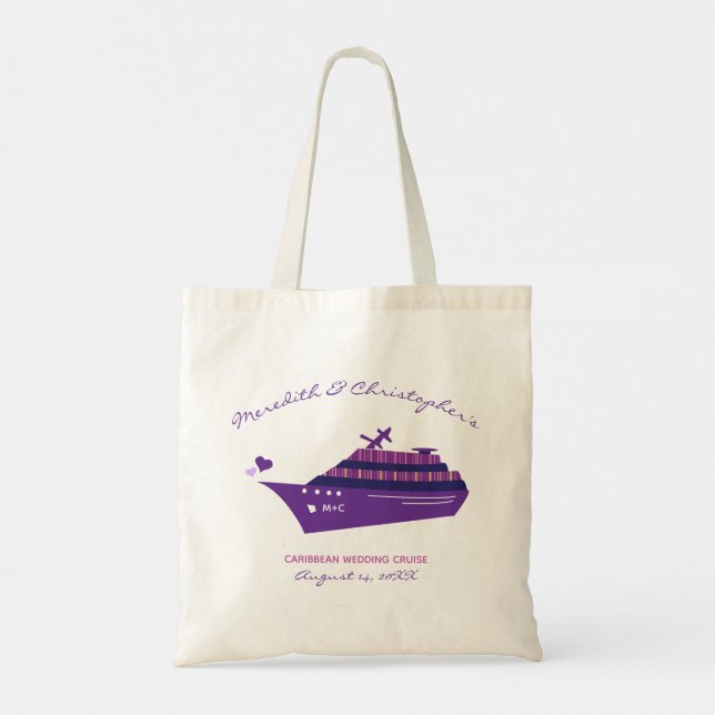 Tote Bag Croisière Mariage personnalisée violet (Dos)