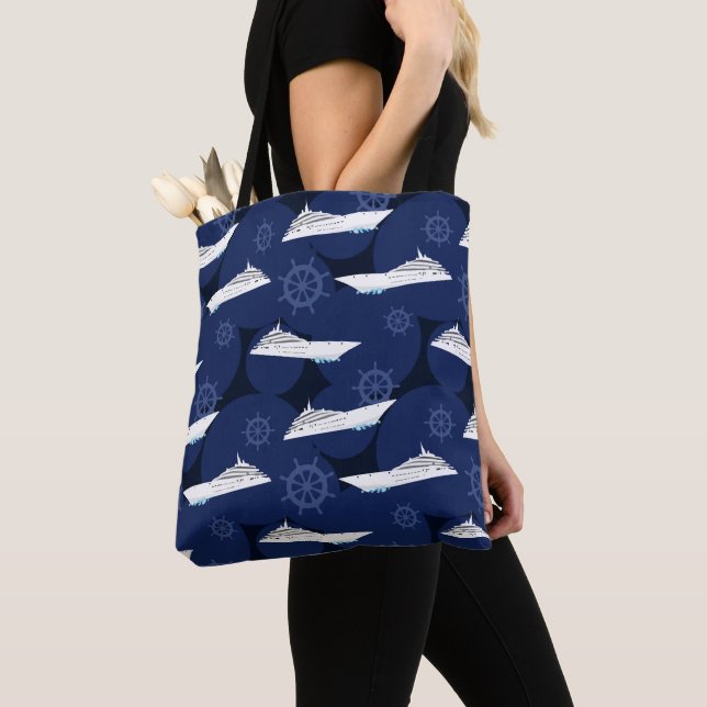 Tote Bag Croisière Vacances Designer Nautique (De près)