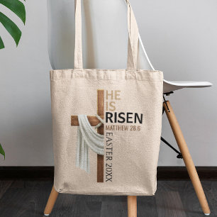 Tote Bag Croix de Pâques vintage personnalisée Il est ressu