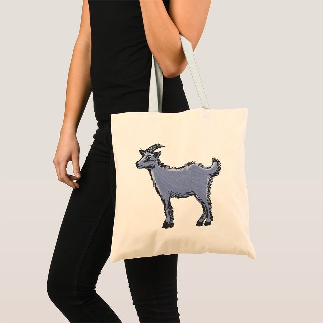 Tote Bag Croquis de chèvre grise, animal de ferme rustique (Créateur téléchargé)