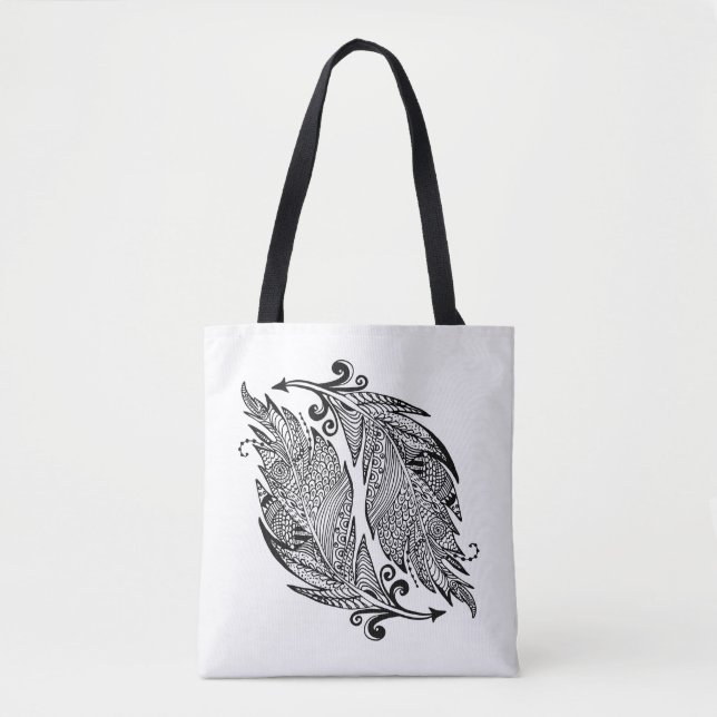 Tote Bag Croquis inspiré des plumes 2 (Devant)