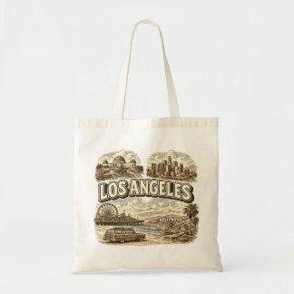 Tote Bag Croquis rétro de Los Angeles Woodie Car Beach