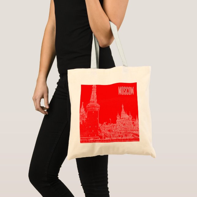 Tote Bag Croquis rouge de la cathédrale St Basile de Moscou (Devant (produit))