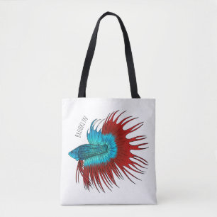 Tote Bag Crowntail betta fish dessin animé