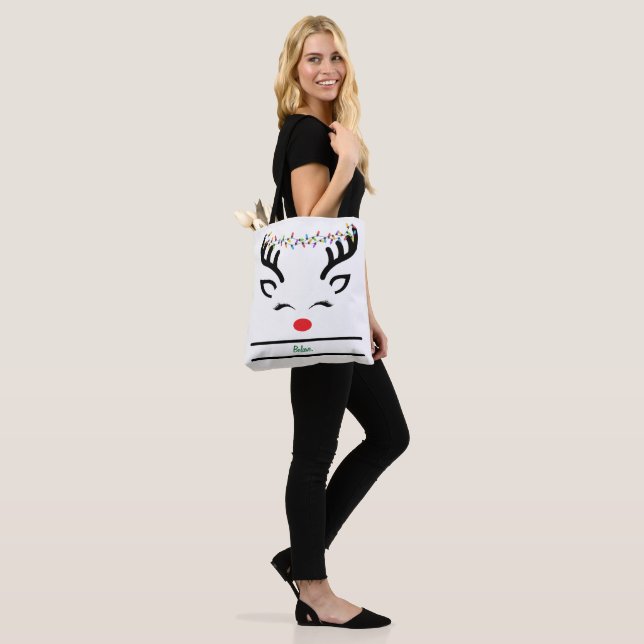 Tote Bag Croyez moderne drôle rennes de Noël blanc (Sur le modèle)