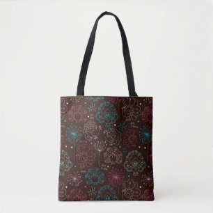 Tote Bag cru de papier peint de l'Inde de fleur de paon