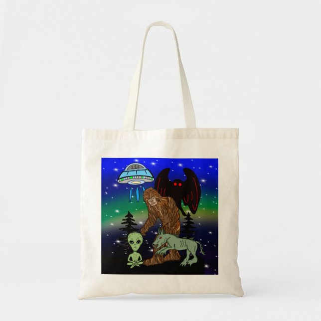 Tote Bag Cryptid Big Foot Alien Mothman UFO Chupacabra (Devant)