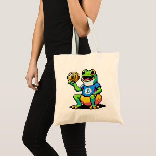 Tote Bag Crypto Frog - Drôle Pixel Art Devise numérique