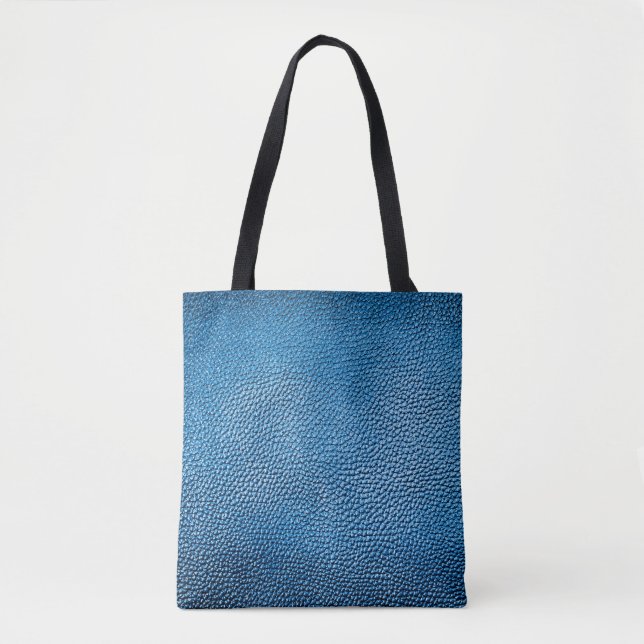 Tote Bag Cuir bleu classique texture arrière - plan closeup (Devant)