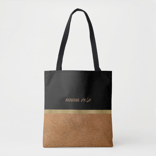Tote Bag Cuir et noir (Devant)