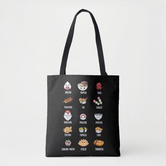 Tote Bag Cuisine asiatique Cuisine Kawaii Rice Sushi Poisso (Devant)