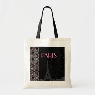 Tote Bag Cuisine personnalisée Tour Eiffel Noir/Rose