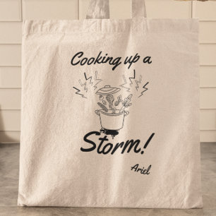 Tote Bag Cuisine Personnalisée Vers Le Haut Une Tempête Drô