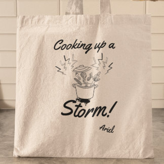 Tote Bag Cuisine Personnalisée Vers Le Haut Une Tempête Drô