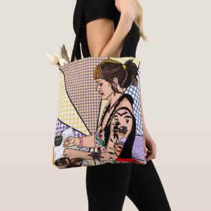 Tote Bag Cuisine rétro Pop Art Tattoo Lady Cuisine