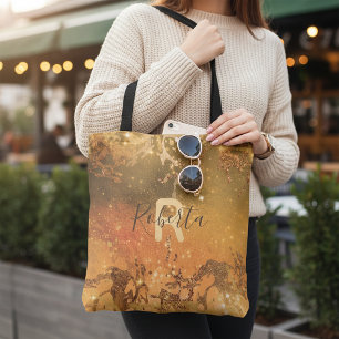 Tote Bag Cuivre Bronze Abstrait Étincelant Moderne Chic Lux