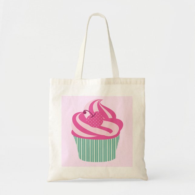 Tote Bag Cupcake rose mignon Pastel rose (Devant)