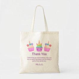 Tote Bag cupcakes arc-en-ciel girly merci fille 1er anniver
