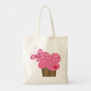 Tote Bag Cupcakes Whimsical Tree Butterflies Sweet Birthday
