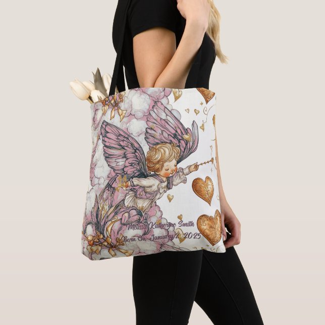 Tote Bag Cupide Dans Les Nuages Avec Coeurs (De près)