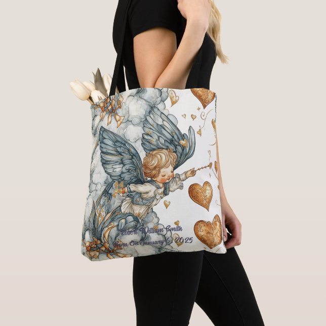 Tote Bag Cupide Dans Les Nuages Et Les Coeurs (De près)