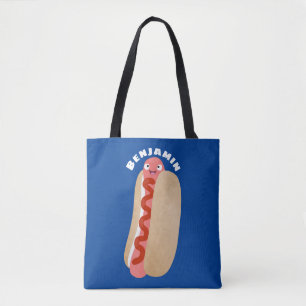 Tote Bag Curieux hot dog Weiner dessin animé