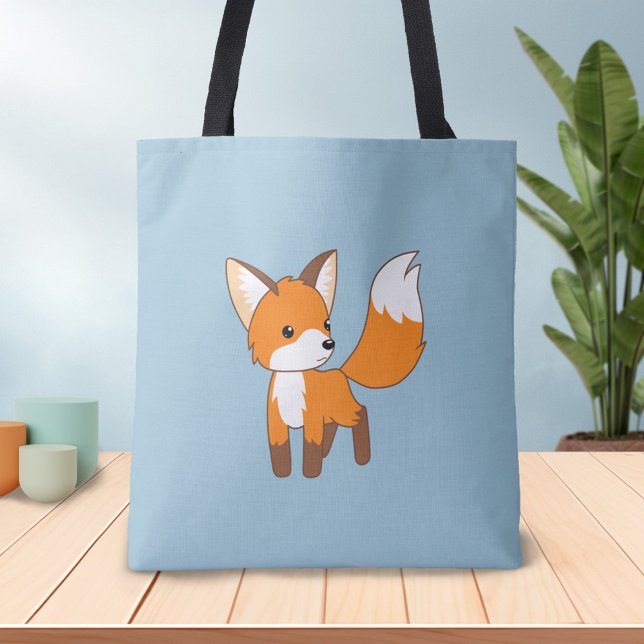 Tote Bag Curieux Little Fox Blue (Créateur téléchargé)