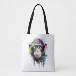 Tote Bag Curioso y colorido chimpancé