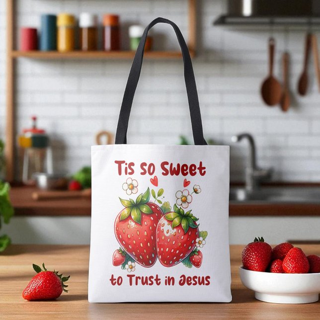Tote Bag Custom Christian Jesus Summer Strawberries (Créateur téléchargé)
